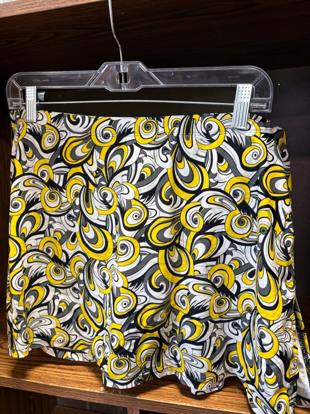 metrostyle Yellow, Black & White Swirl Print Women’s swim skirt